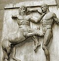 Metope from the Parthenon marbles depicting a Centaur and a Lapith fighting